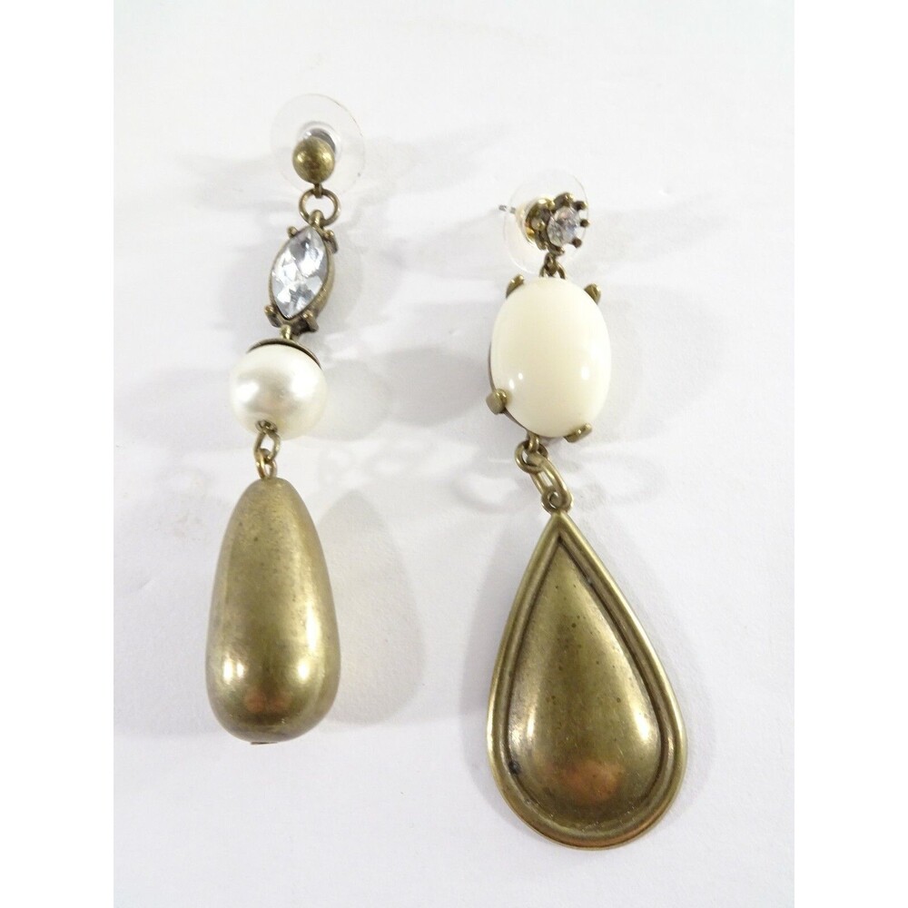 Gerard Yosca Gold Swarovski Crystal Pearl Drop Earrings NWOT 175 VINTAGE - Picture 4 of 6